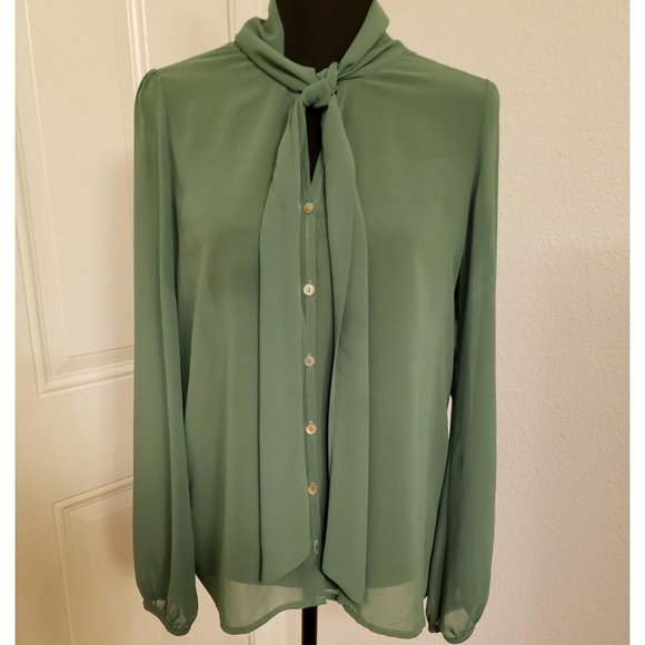 Final Touch Tops - FINAL TOUCH Sheer Green Blouse